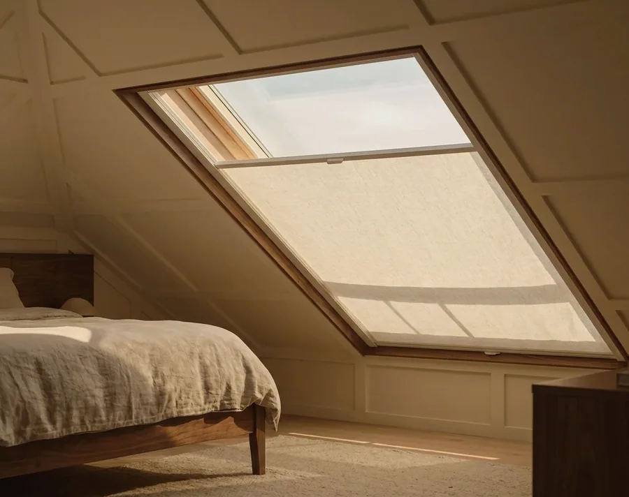Skylight & shaped-window blinds fitted in a Campsbay home